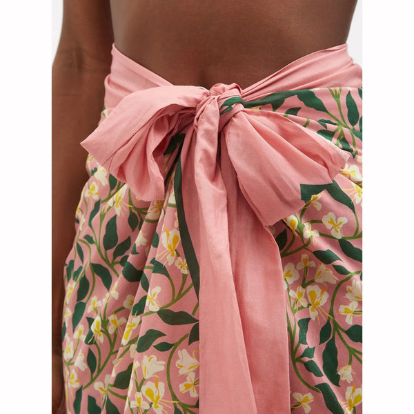 Ruffled Floral Print Underwire High Wasit Bikini Pink