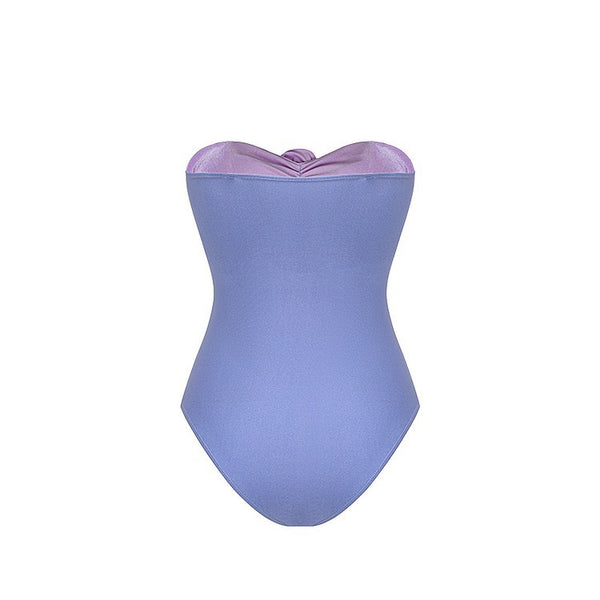 Gradient Flower With Strap Hollow One Piece Swimsuit with Mesh Skirt Two Piece Swimwear Multicolor