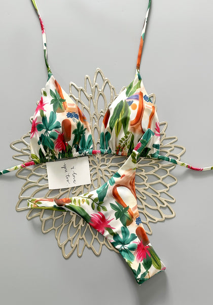 Multicolor Floral Halter Bikini Set