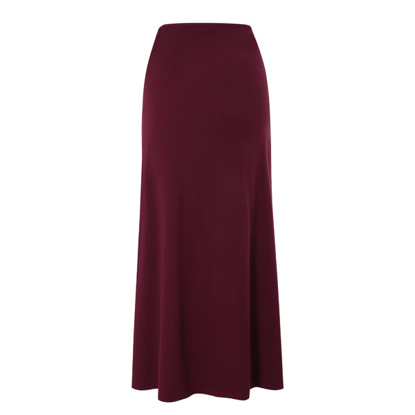 Maroon Solid Cut Out One Piece Swimsuit With Beach Skirt