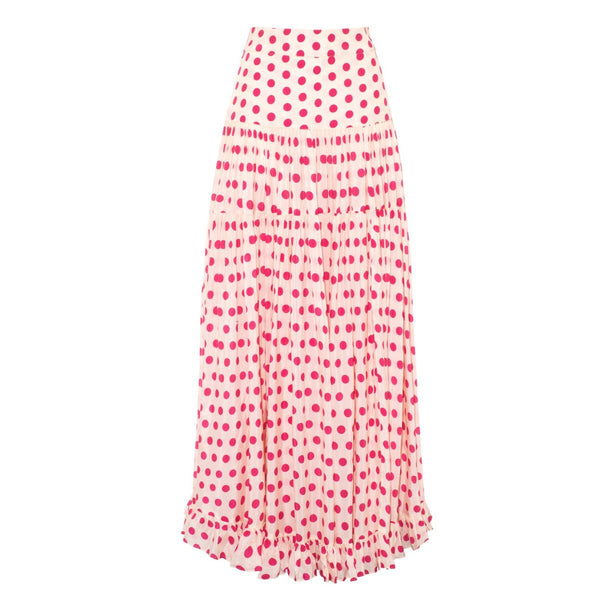 Red Polka Dots Tie Front One Piece Swimsuit With Maxi Cover Up
