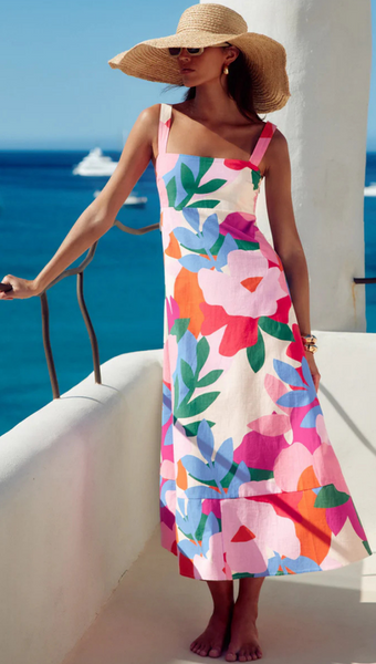 Multicolor Tropical Resort Dress