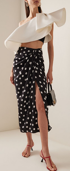 Multicolor Polka Dots Ruffle Bikini Set With Beach Skirt