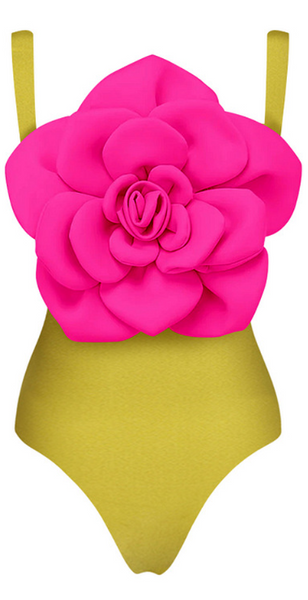 Green Solid One Piece Swimsuit