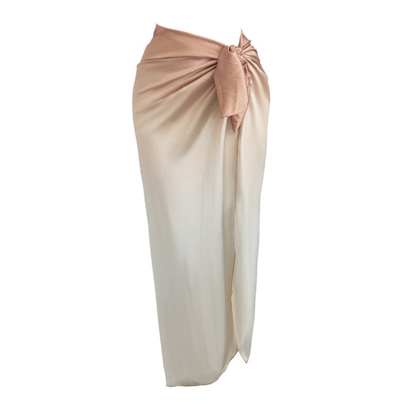 Brown One Piece Swimsuit With Beach Cover up Wrap Skirt