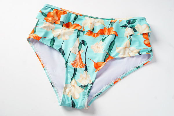 Sky Blue Bikini Set With Beach Skirt