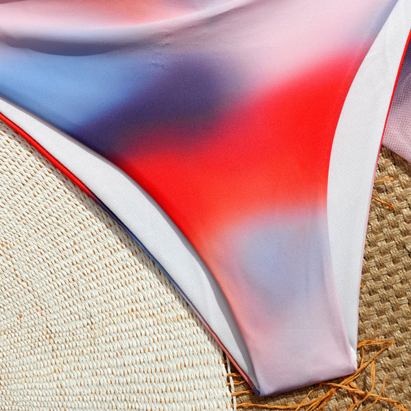 Multicolor Gradient Bikini Set With Sarong