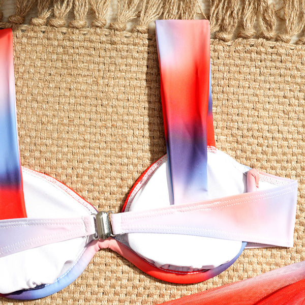 Multicolor Gradient Bikini Set With Sarong
