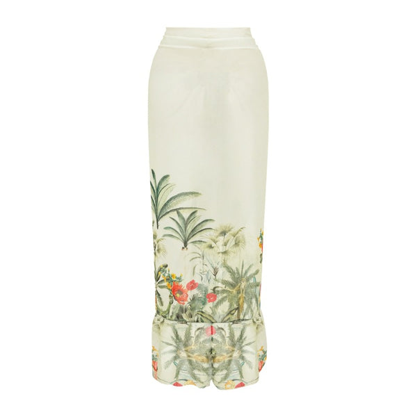 Light Green Tropical Monokini Swimsuit With Sarong