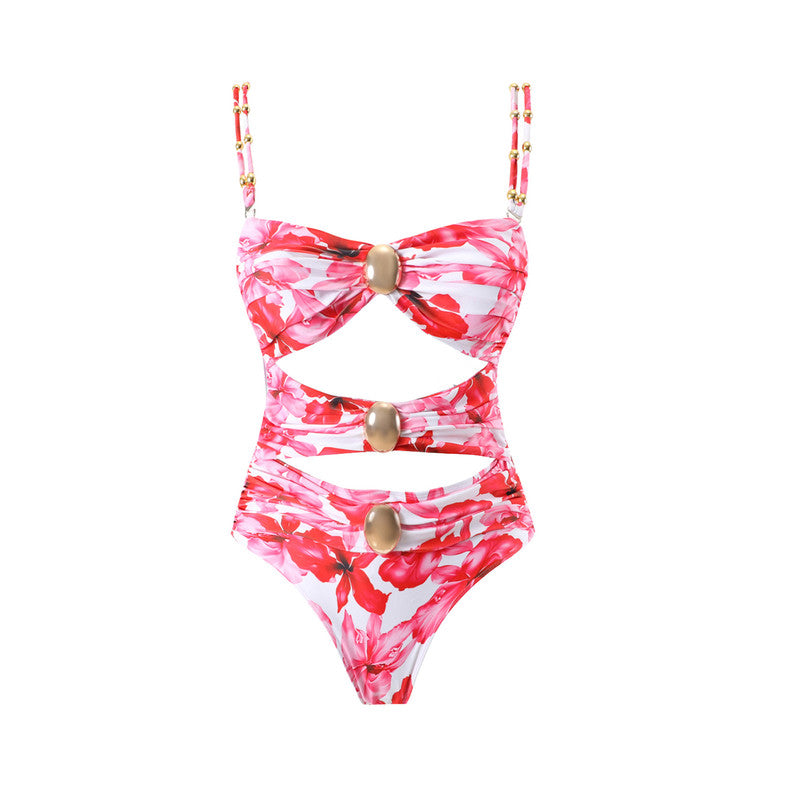 One Piece Swimsuit with Beach Cover up Wrap Skirt Pink – The Curvves