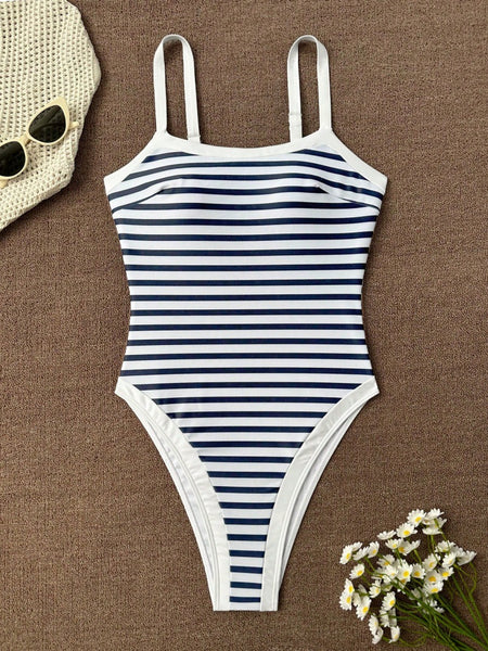 Multicolor Stripes Tummy Control Swimsuit