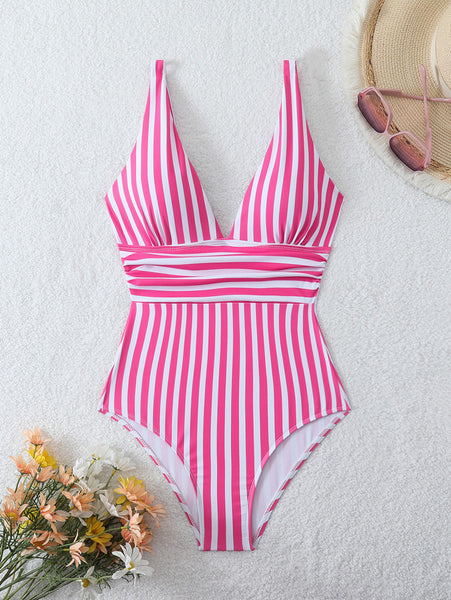 Pink Stripes One Piece Swimsuit