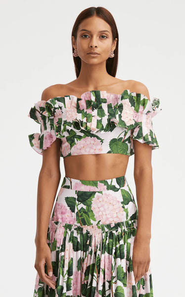 Multicolor Tropical Ruffle Bikini Set With Beach Skirt