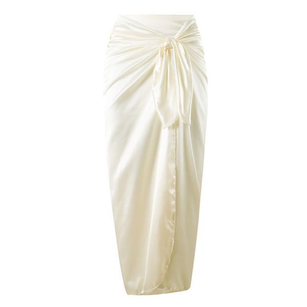 White One Piece Swimsuit With Beach Cover up Wrap Skirt