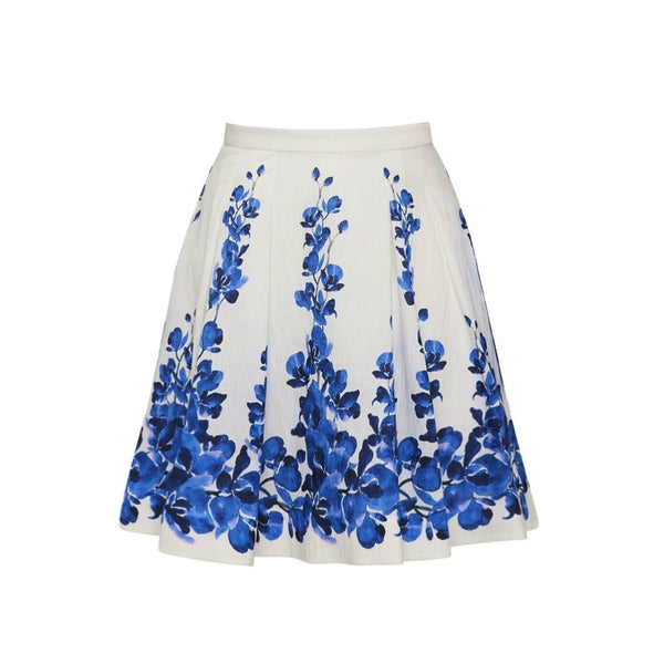 Blue Floral High Waisted Bikini Set With Midi Cover Up