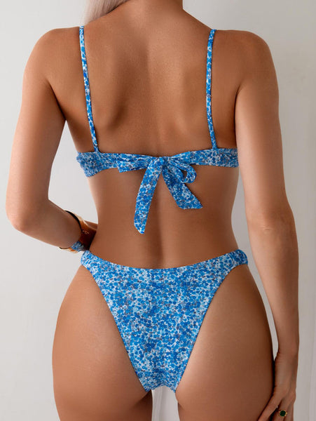 Blue Floral Bikini Set