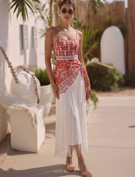 Brown Tropical One Piece Swimsuit With Sarong