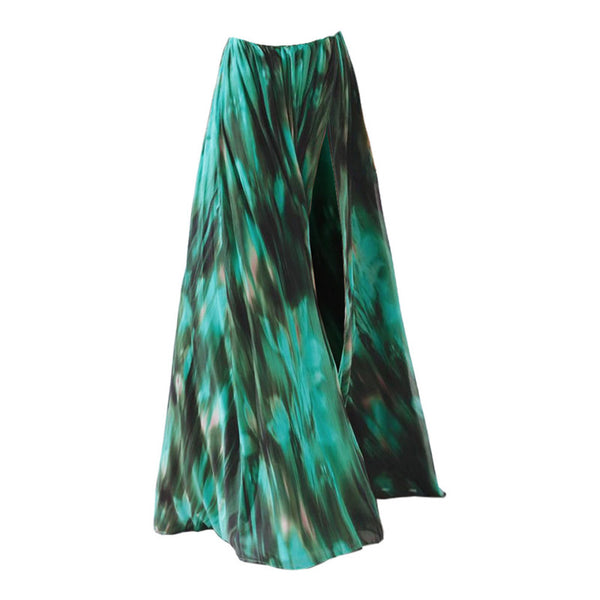 Color Fade Shoulder Strap One Piece Swimsuit with Cover Up Green