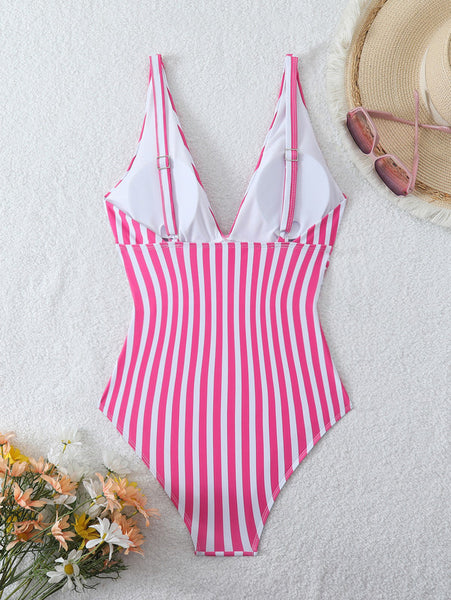 Pink Stripes One Piece Swimsuit