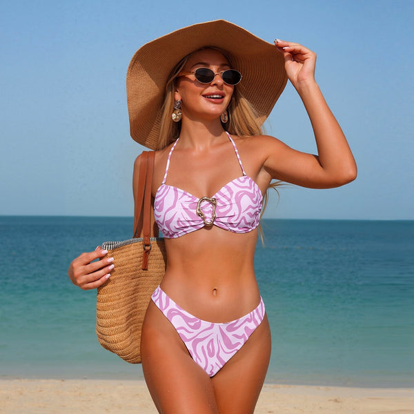 Light Pink Animal Print High Leg Set
