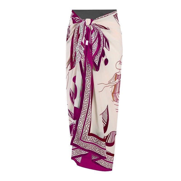 Solid Spaghetti Straps One Piece With Wrap Skirt Pink