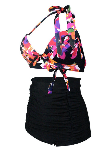 High Waist Halter Bikinis Swimsuit Multicolor