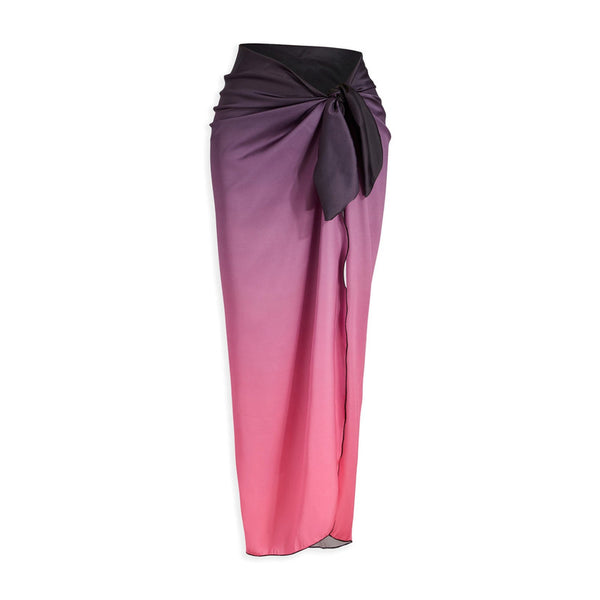Pink Gradient One Piece Swimsuit With Sarong