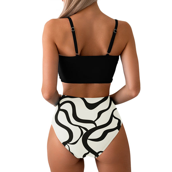 Front Knot Ruched Bikini Set White