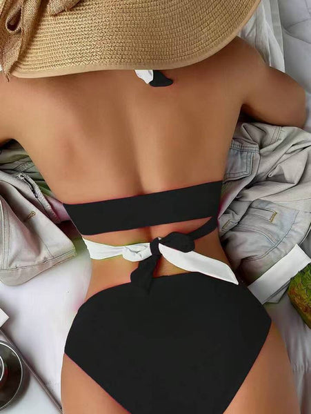Multicolor Solid Wrap Bikini Set