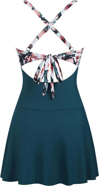 Aqua Blue Floral Cut Out One Piece Swimsuit