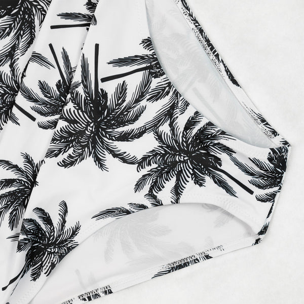 Black Tropical High Waisted Bikini Set