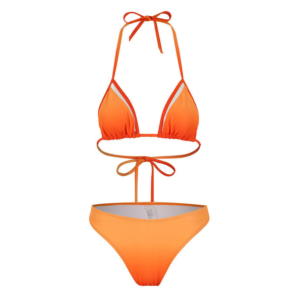 Gradient Bikini Mesh Skirt Three Piece Swimsuit Orange