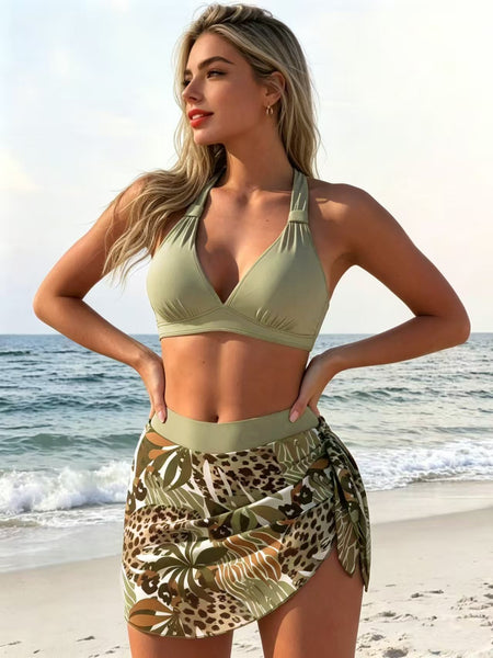 Light Green Animal Print Skirtini Set