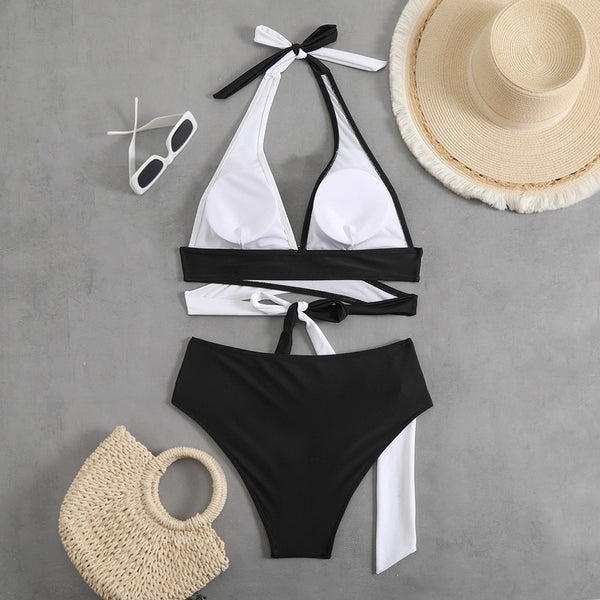 Multicolor Solid Wrap Bikini Set