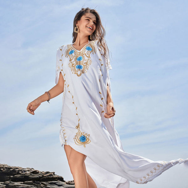 White Floral Resort Kaftan