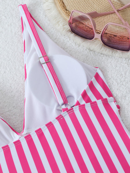 Pink Stripes One Piece Swimsuit