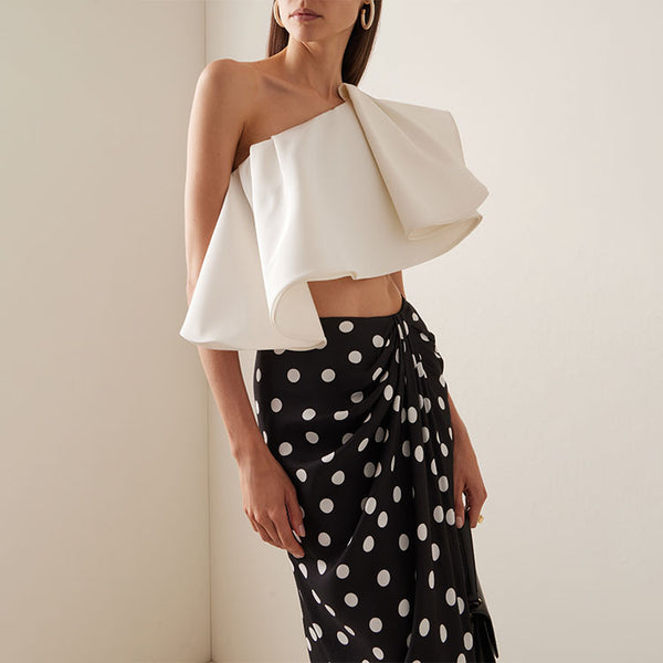 Multicolor Polka Dots Ruffle Bikini Set With Beach Skirt