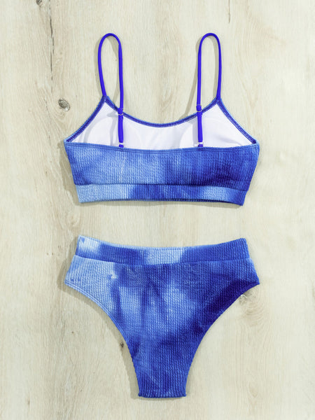 Tie-Dye High Waist Bikini Set Two Piece Swimsuit Blue