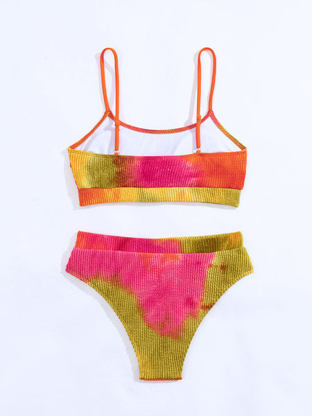 Tie-Dye High Waist Bikini Set Two Piece Swimsuit Orange