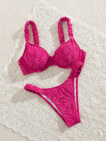 Pink Solid Underwire Bikini Set