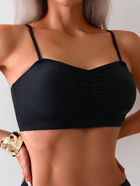 Black Abstract Bikini Set Shirt Cover-Up Beach Shorts