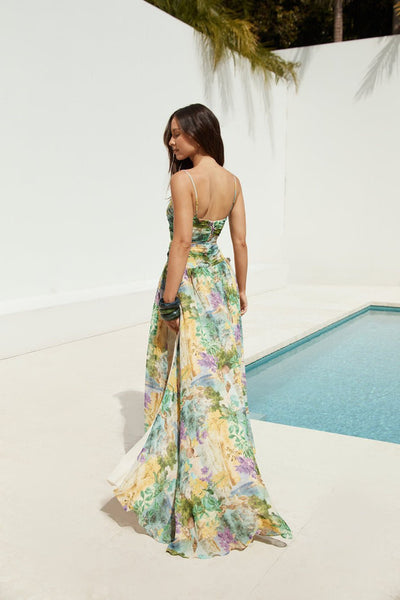 Color Fade Shoulder Strap One Piece Swimsuit with Cover Up Multicolor