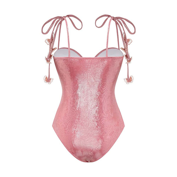 Pink Solid Underwire One Piece Swimsuit With Beach Skirt