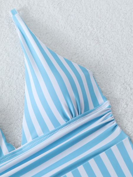 Blue Stripes One Piece Swimsuit