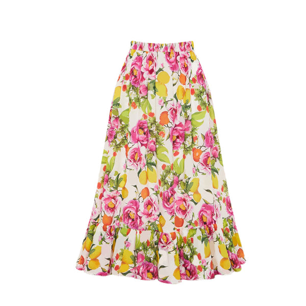 Flower Print Shoulder Straps Two Piece Swimsuit With Cover Up White