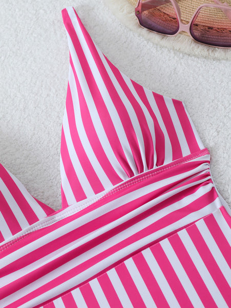Pink Stripes One Piece Swimsuit