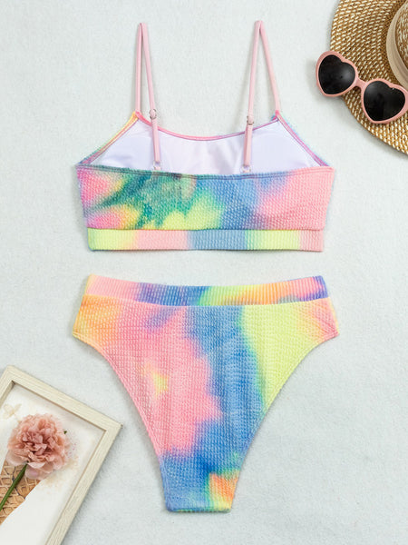 Tie-Dye High Waist Bikini Set Two Piece Swimsuit Multicolor