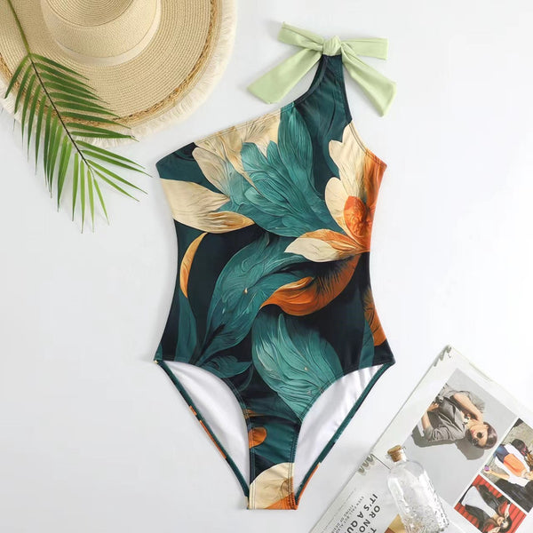 Floral Sleeveless High Waisted One Piece Swimsuit Multicolor