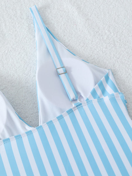 Blue Stripes One Piece Swimsuit