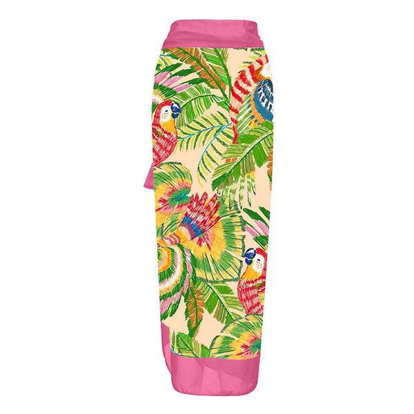 Pink Parrot Printed Swimwear Two Piece Set